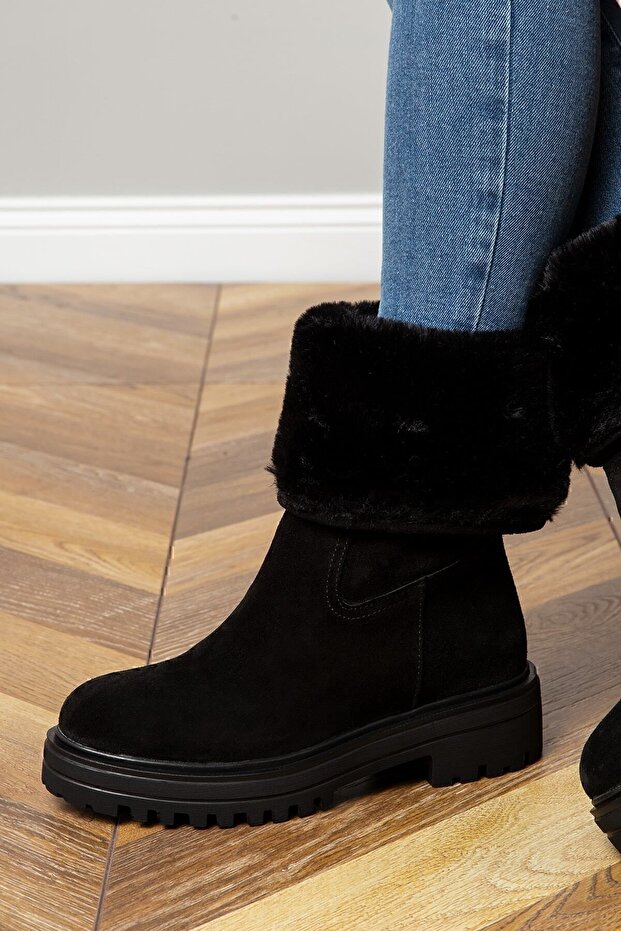 Hakiki Süet Siyah Kadın Bot - 2