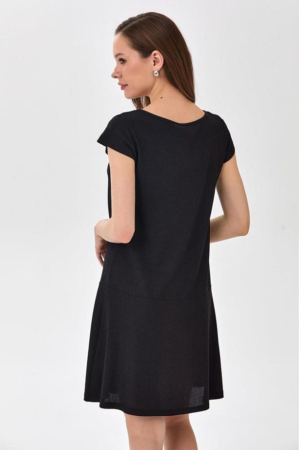 Yuvarlak Yaka Önü Çıtçıtlı Elbise 025-4014 - 6