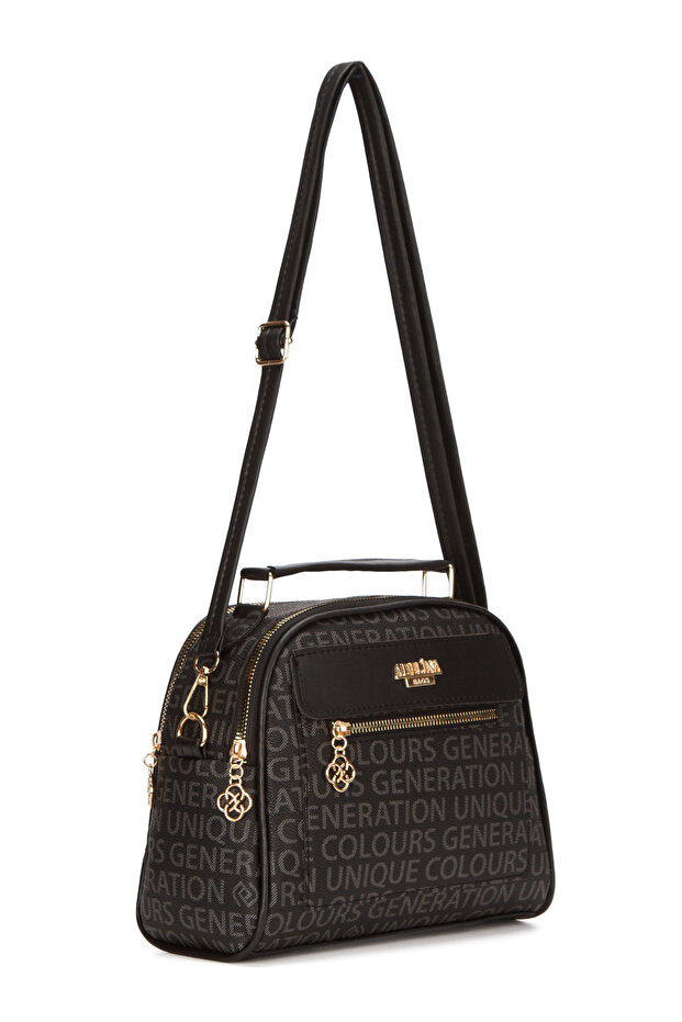 Women's Three Compartment Daily Black Hand and Shoulder Bag