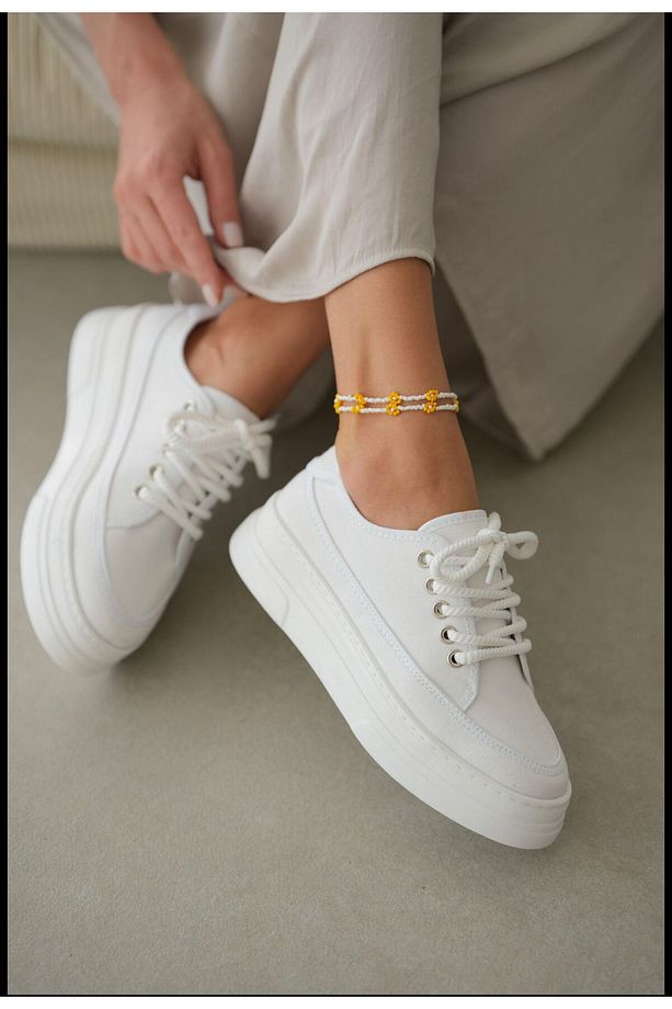 Ensar Sneaker Yüksek Bağcıklı Bez Canvas Orijinal Keten Spor Ayakkabı Kotnel - 2