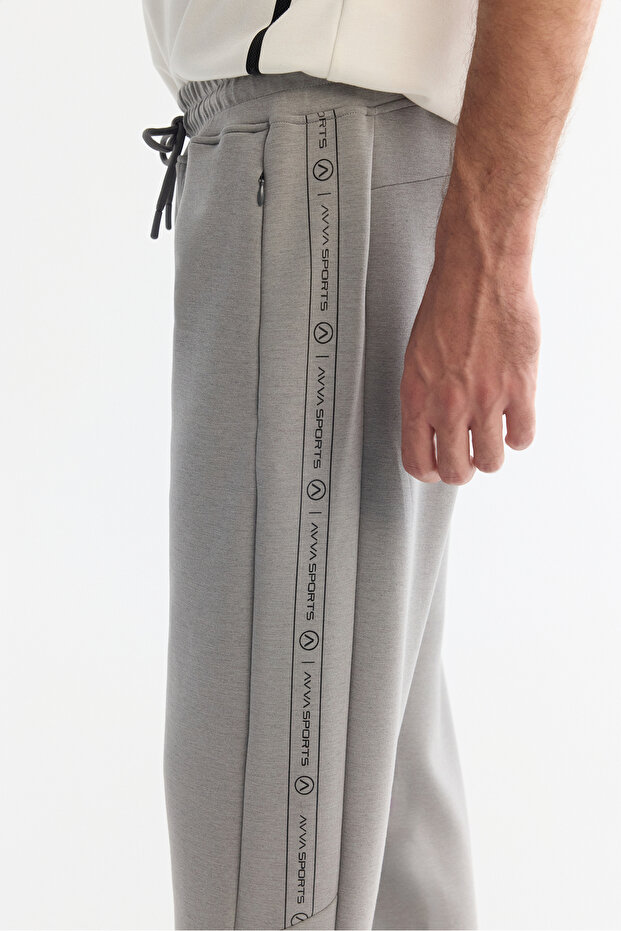 Erkek Gri Beli Lastikli Bağcıklı Soft Touch Regular Fit Eşofman Altı A42Y3417 - 4