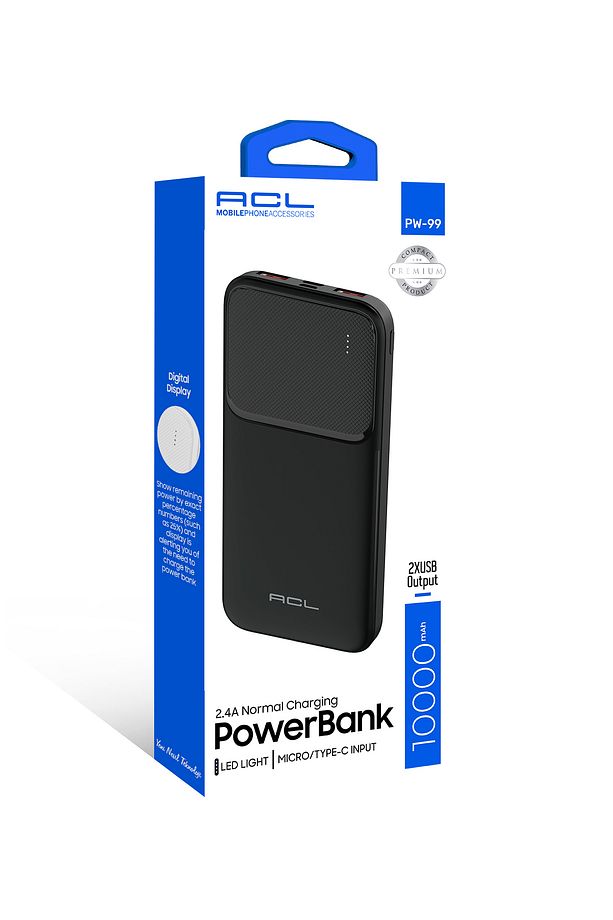 Pw-99 10000mah Powerbank Siyah | Led Göstergeli, Çift Usb & Type-c Çıkışlı, Akıllı Güvenlik Sist - 1