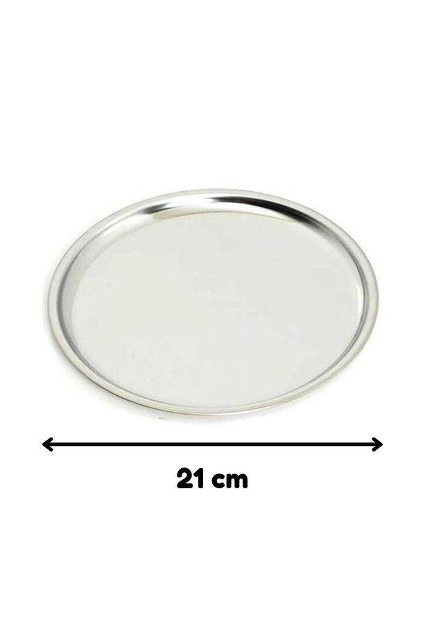 Paslanmaz Çelik 4 Adet 21 Cm Yuvarlak Servis, Pasta, Kurabiye, Ikram Tabağı, Servis Tabağı 4 Adet - 4