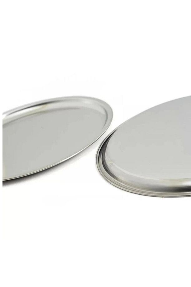 Paslanmaz Çelik 1 Adet 23 Cm Yuvarlak Servis, Pasta, Kurabiye, İkram Tabağı, Servis Tabağı 1 Adet - 5