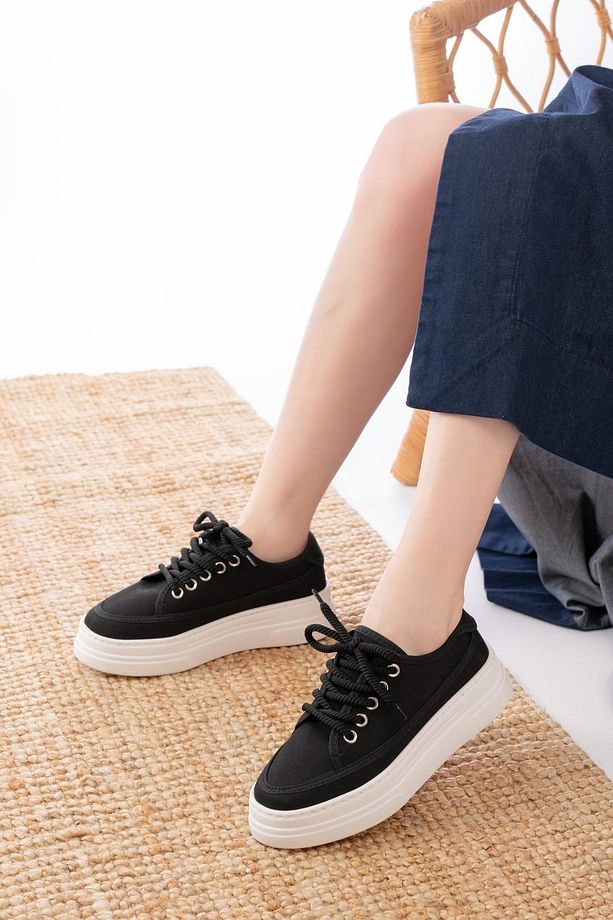 Ensar Sneaker Yüksek Bağcıklı Bez Canvas Orijinal Keten Spor Ayakkabı Kotnel - 6