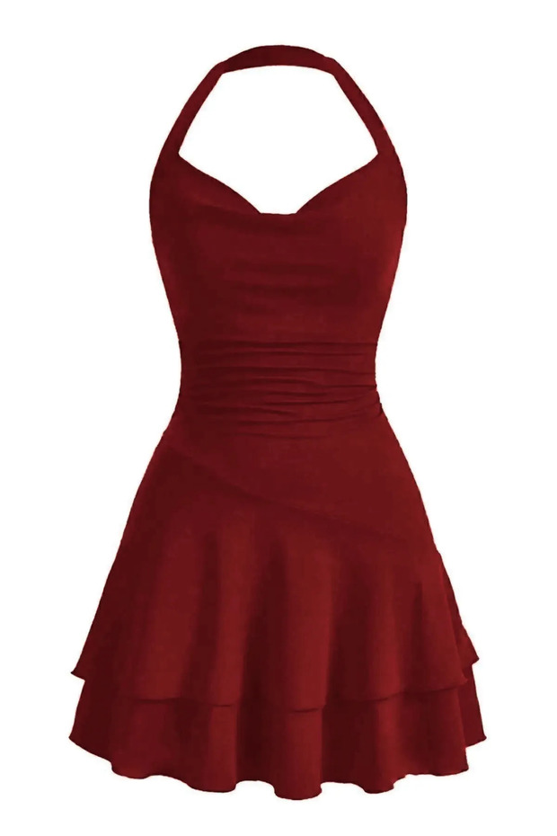 Boyundan Askılı Mini Elbise - 1