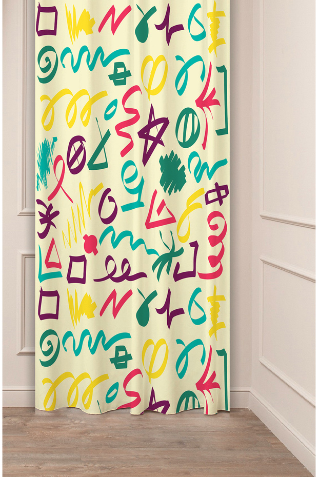 Flowers Leaf Striped Bohemian Patterned Special Design Digital Printed (Single Wing) Modern Stylish Background Curtain