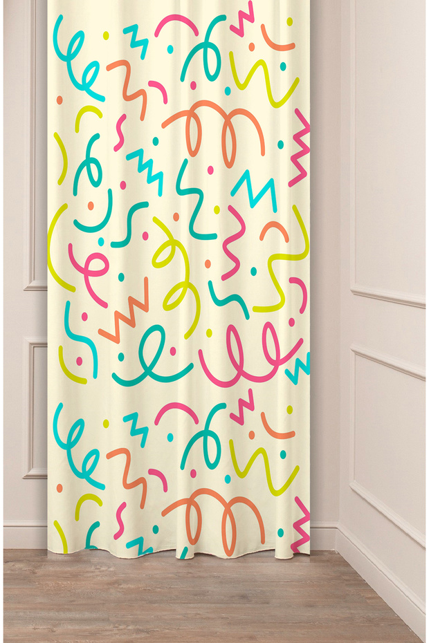 Flowers Leaf Striped Bohemian Patterned Special Design Digital Printed (Single Wing) Modern Stylish Background Curtain