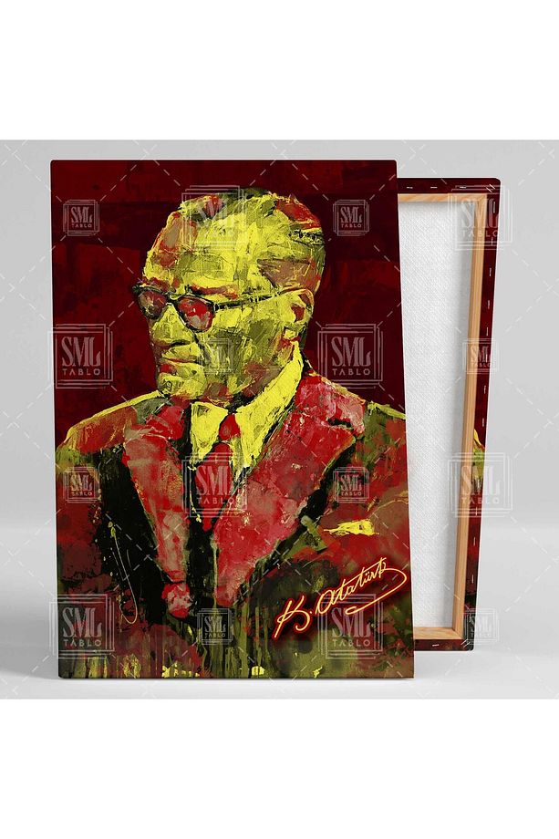 Mustafa Kemal Atatürk Imzası Galatasaray Dikey Kanvas Tablo - 2