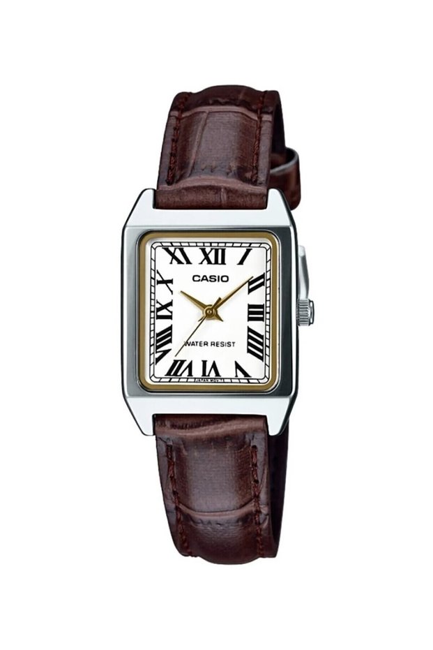 Women's Wristwatch with Case Metallic Cord Brown Color 24 Months Warranty