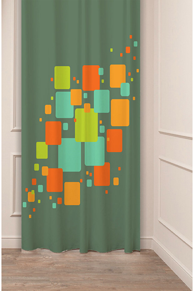 Flowers Leaf Striped Bohemian Patterned Special Design Digital Printed (Single Wing) Modern Stylish Background Curtain