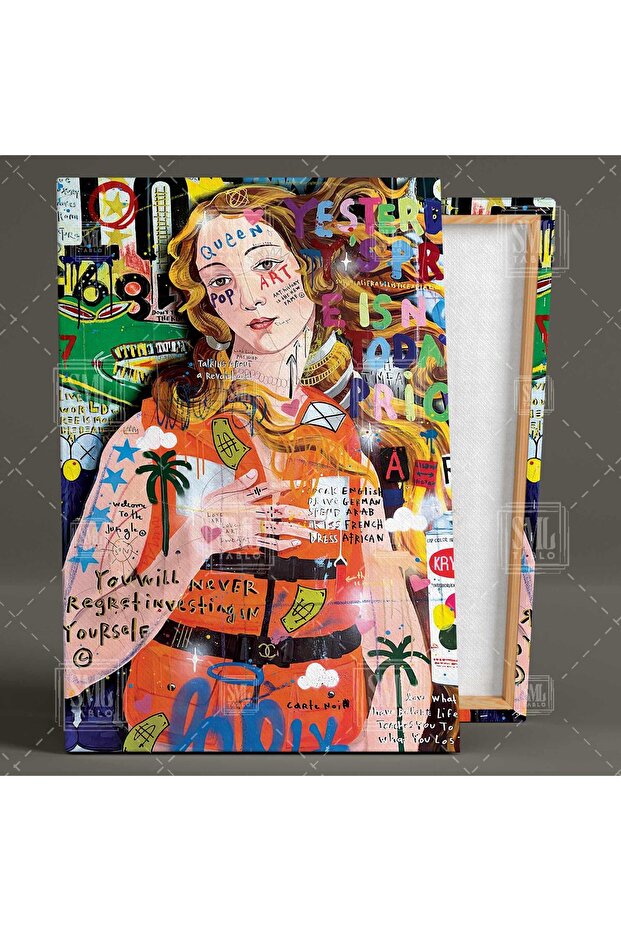 Venüsün Doğuşu Boticelli Can Yeleği Grafiti Sokak Sanatı Street Art Dikey Kanvas Tablo - 2