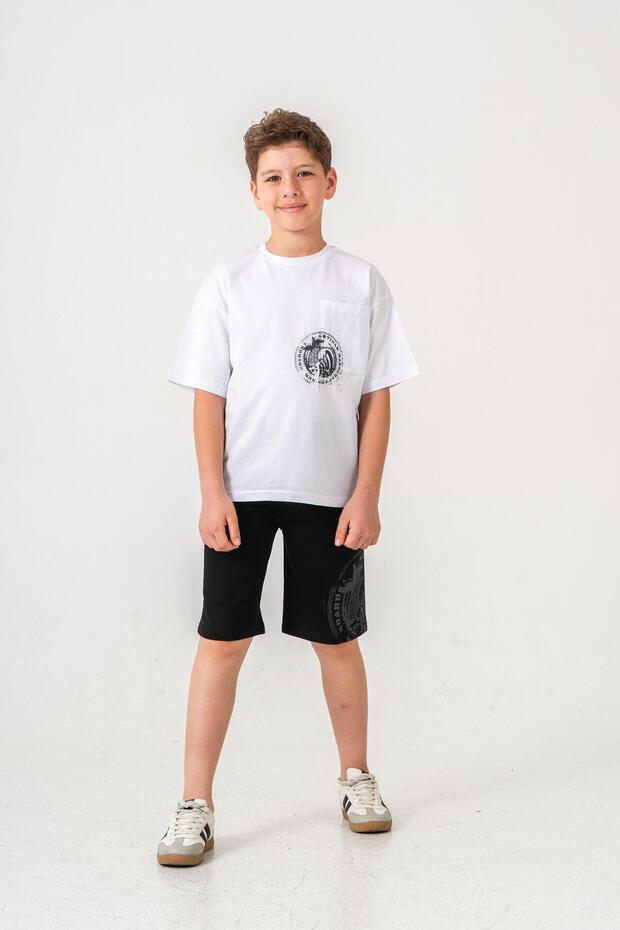 Ust Pocket Ust Pocket Printed Back Printed Boys Shorts - T-Shirt Set