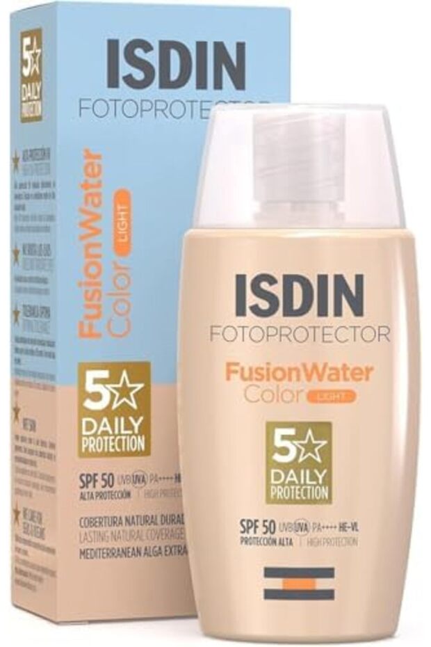 Yusma Isdin Fusion Water Color SPF 50 (Light) - Tinted Daily Face Sun Sunscreen, 50ml