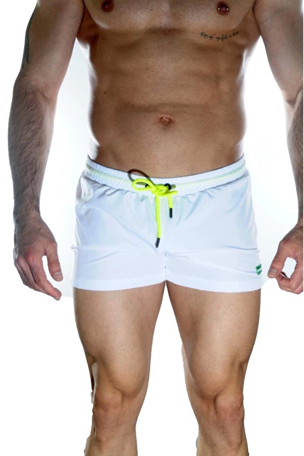 Men's White Mini Swimsuit Short