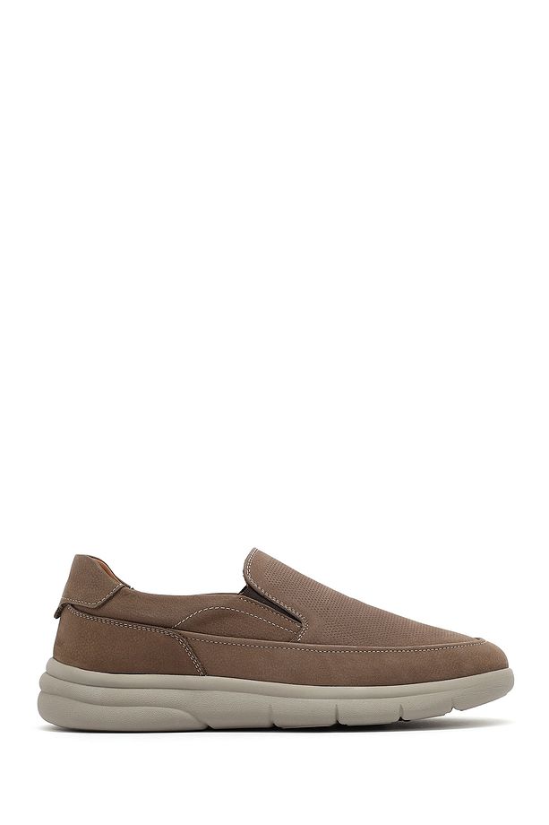 Erkek Bej Nubuk Deri Comfort Loafer 25SFD7651V3 - 1