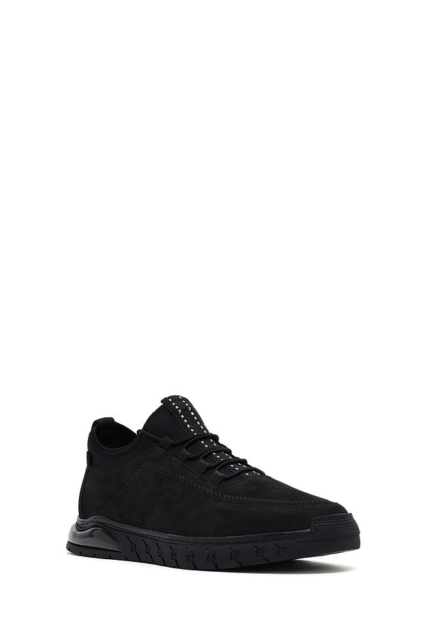 Erkek Siyah Bağcıklı Nubuk Deri Comfort Sneaker 25SFD6418V3 - 6