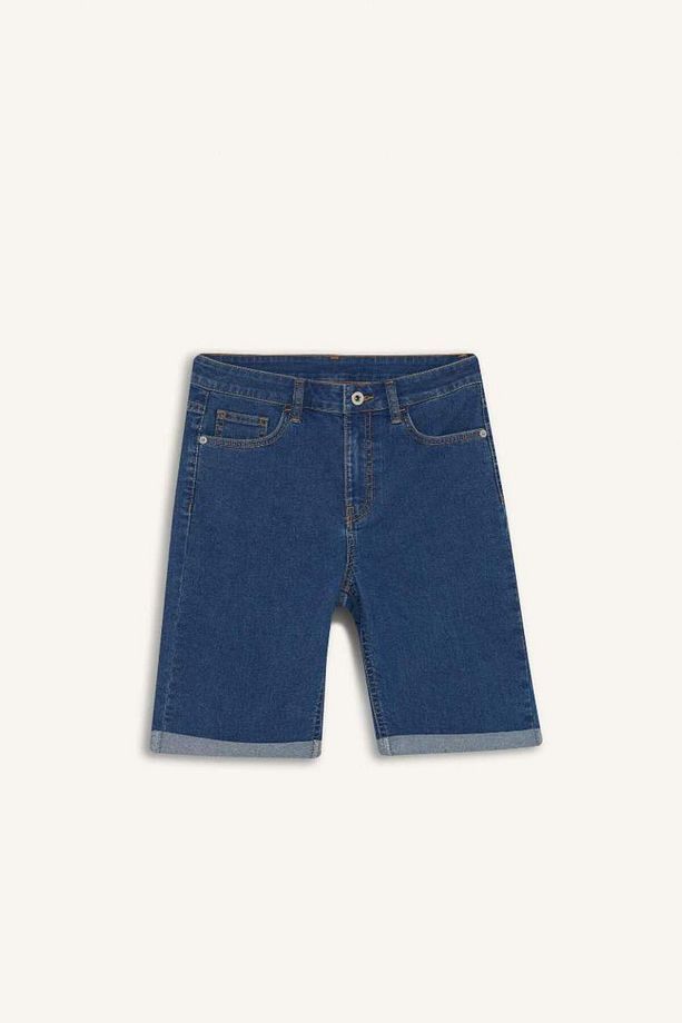 Yeni Sezon Normal Bel Katlamalı Paça Jean Bermuda Şort - 8
