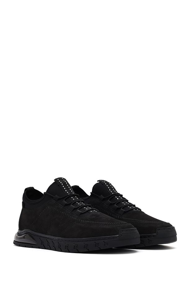 Erkek Siyah Bağcıklı Nubuk Deri Comfort Sneaker 25SFD6418V3 - 3