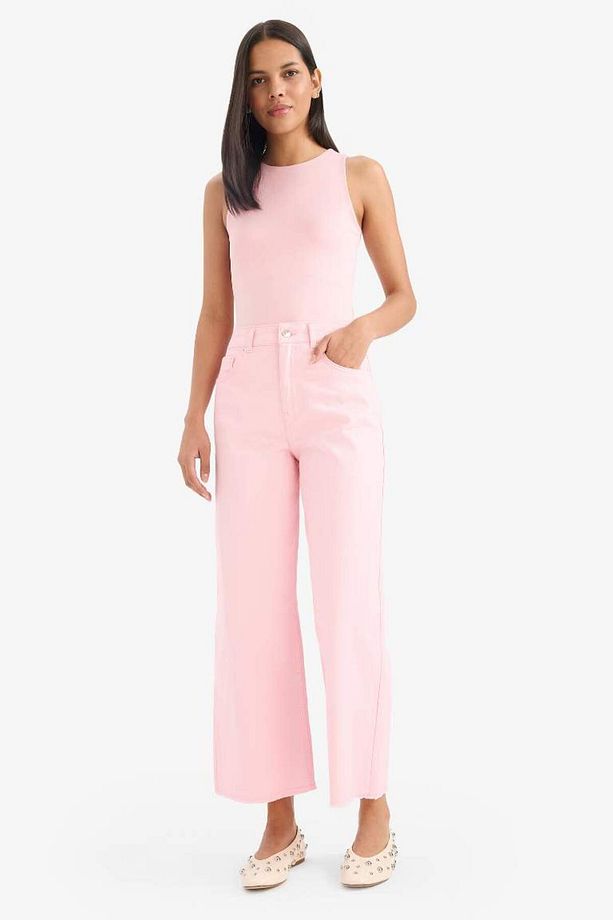 Culotte Gabardin Kumaş Pantolon Yüksek Bel Geniş Paça C7535ax25sp - 3