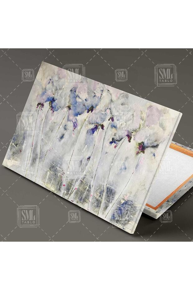 Altın Dallı Soyut Çiçekler Abstract Dekor Yatay Kanvas Tablo - 2