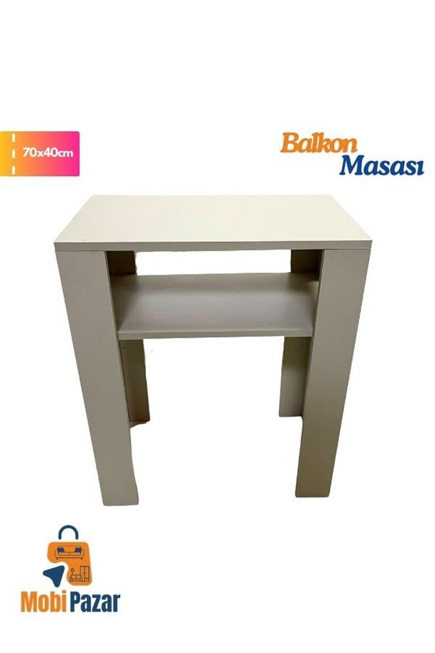 Raflı Balkon Masası, 40x70cm, Raflı Ufak Masa, Çalışma Masası, Kahvaltı Masası - 2
