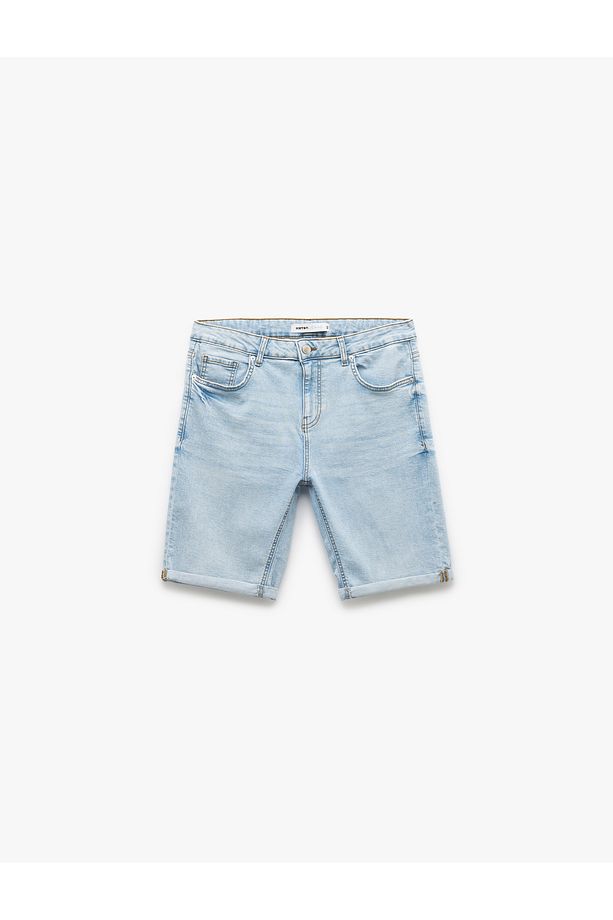 Oversize Kot Şort Bermuda Cep Detaylı Pamuklu - 4