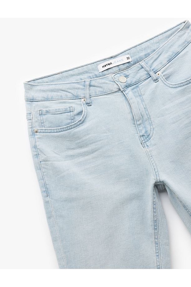 Kot Şort Slim Fit Cep Detaylı Pamuklu - 6