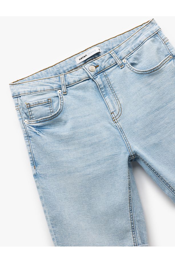 Oversize Kot Şort Bermuda Cep Detaylı Pamuklu - 6