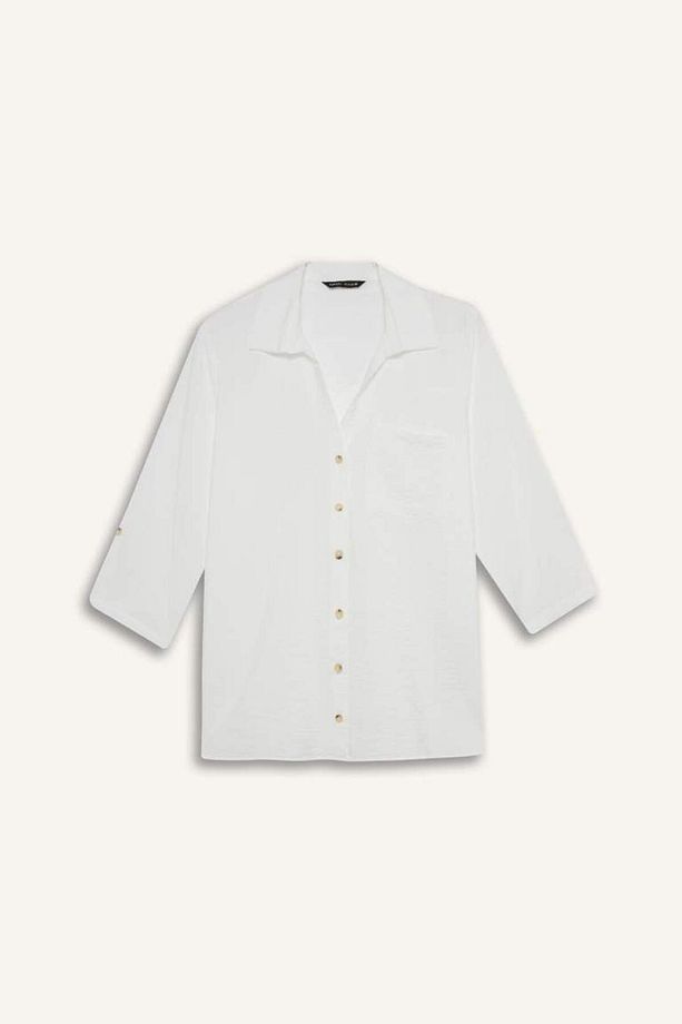 Yeni Sezon Regular Fit Basic Düz Uzun Kollu Gömlek - 8