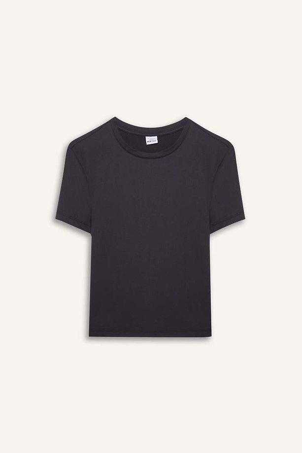DeFactoFit Standart Fit Bisiklet Yaka Sporcu Basic Düz Kısa Kollu Siyah Tişört D2296AX25AU - 7