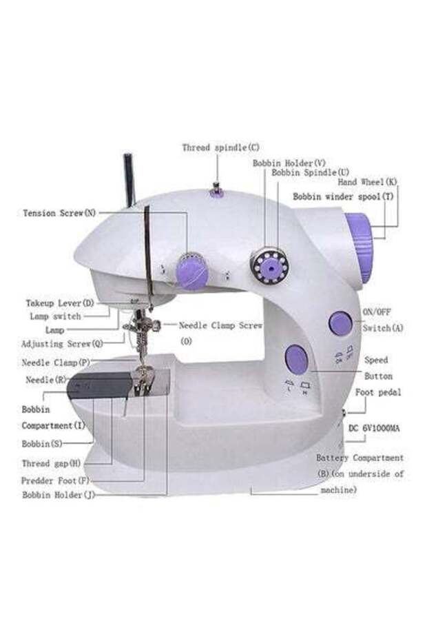 ماكينة خياطة صغيرة متعددة الوظائف مع تحكم بسرعتين، لون أبيض - 4