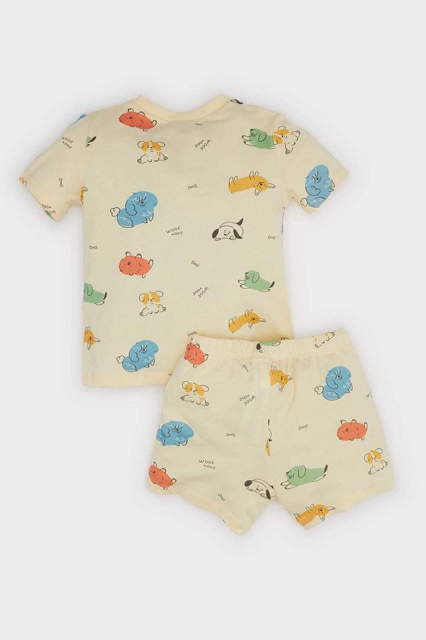 Erkek Bebek Pijama Takımı Desenli Kısa Kollu Penye Üst Beli Lastikli Şort E9607A525SM - 4