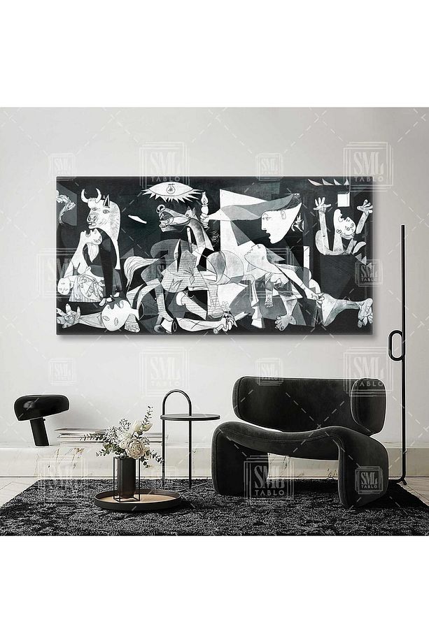 Guernica Tablosu Pablo Picasso Ünlü Ressam Enine Yatay Kanvas Tablo - 1