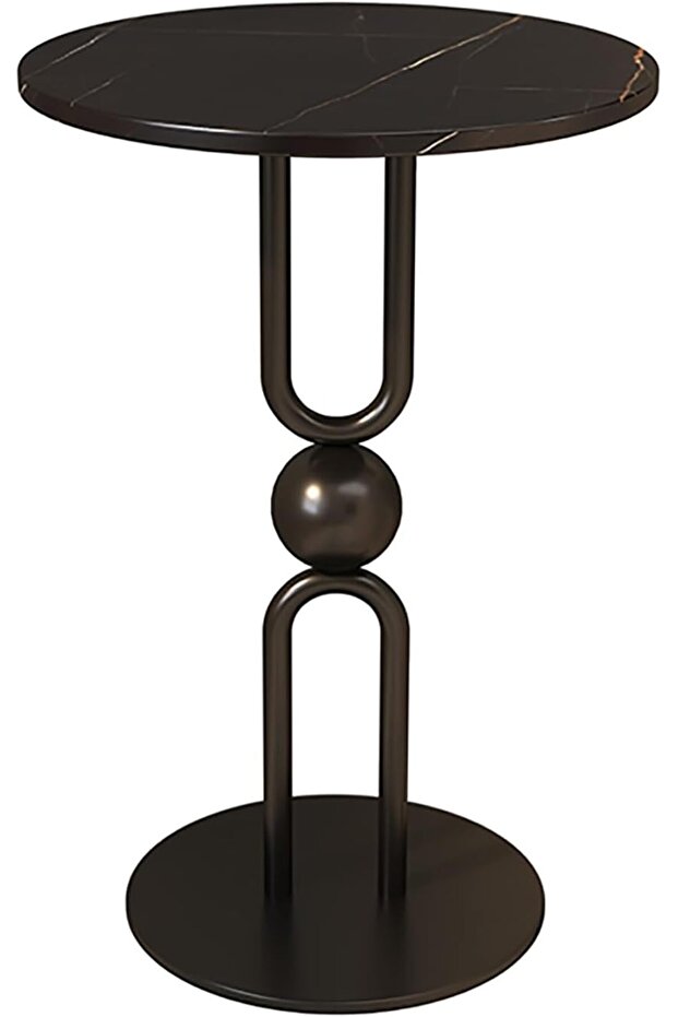 Metal and marble side table 35 x 55 cm - white