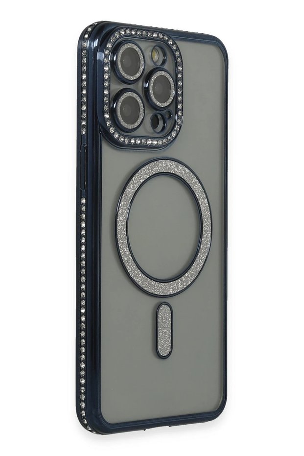 iPhone 14 Pro Case Joke Silvery Magneticsafe Case - Navy Blue Drstr