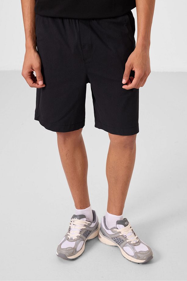 Siyah Standart Fit Dokuma Hafif Esnek Chino Erkek Şort - 81293 - 3