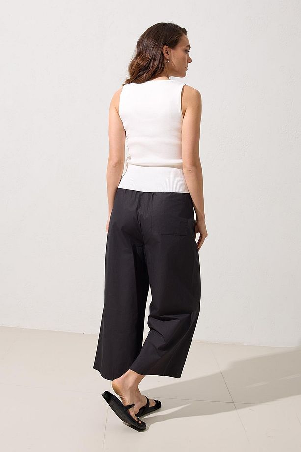 Ekru Kolsuz Crop Triko Bluz - 6