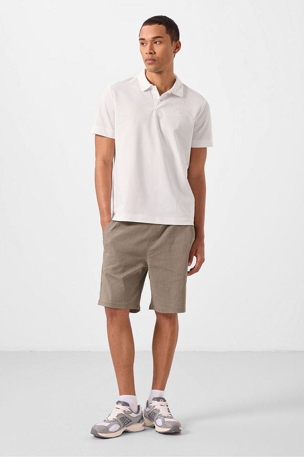 Camel Standart Fit Dokuma Hafif Esnek Chino Erkek Şort - 81292 - 6