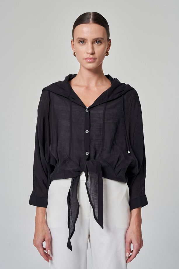 Kapüşonlu Oversize Bluz - 1