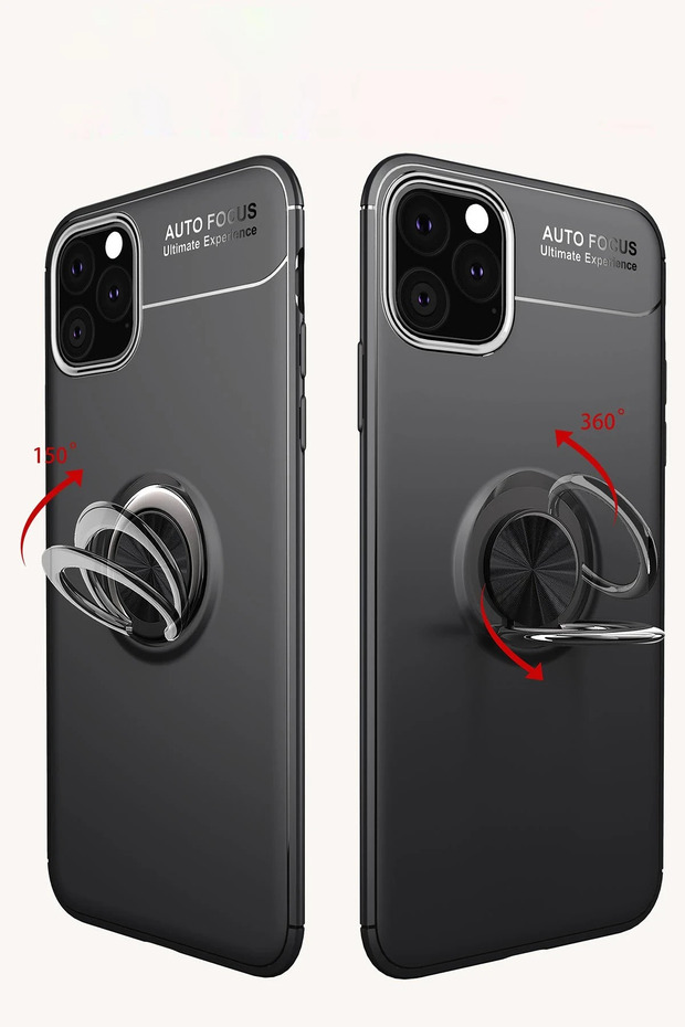 حافظة هاتف آيفون 11 برو ماكس من السيليكون مع حلقة - أحمر SPTGL - 2