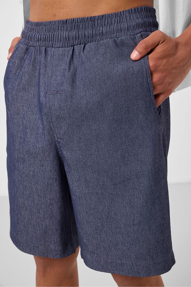 Kot Lacivert Standart Fit Dokuma Hafif Esnek Chino Erkek Şort - 81289 - 6