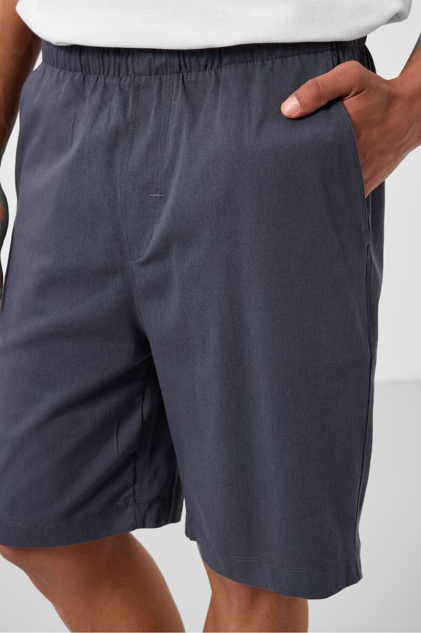Gri Standart Fit Dokuma Hafif Esnek Chino Erkek Şort - 81291 - 6