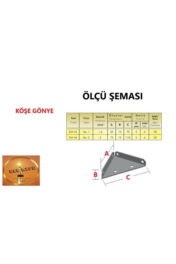 Sunta-mdf-ahşap Birleştirme Aparatı -Köşe Gönye (Pk./Ad.: 4Adet) - 2