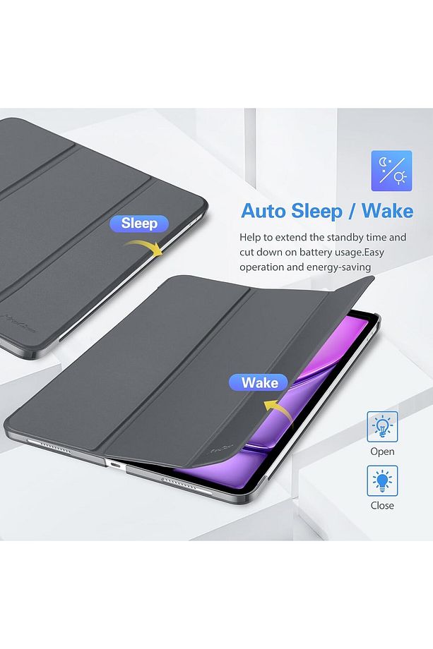 İpad Air 13" M3 (2025) / M2 (2024) Kılıf Kapaklı Smart Standlı Uyku Modlu Akıllı Case - 3