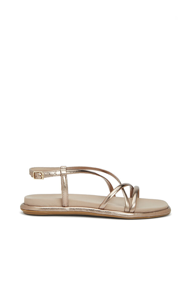 Bronz Kadın Deri Sandalet - 2