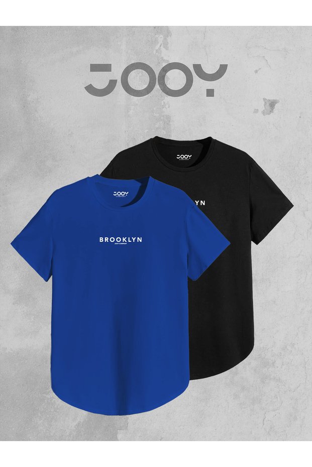 Brooklyn Jc Printed Black - Cobalt Blue Oval Cut Tshirt Set of 2