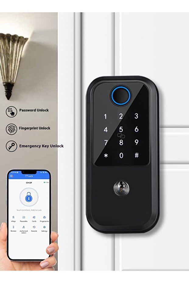 قفل بصمة الإصبع الذكي الأوتوماتيكي بالكامل عبر شبكة واي فاي، قفل إلكتروني، قفل بكلمة مرور - 4