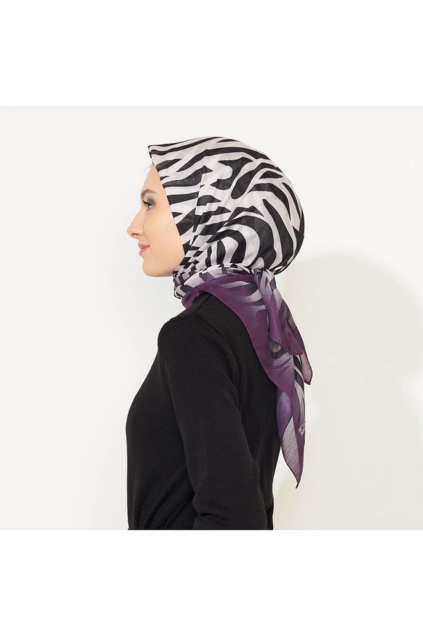 Hediyelik Zebra Desenli Dijital Elegance Pamuklu Eşarp Yazma (15 Adet) - 7