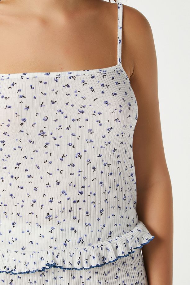 Kadın Paula Askılı Mavi Fırfır Şortlu Pijama Takımı - 4